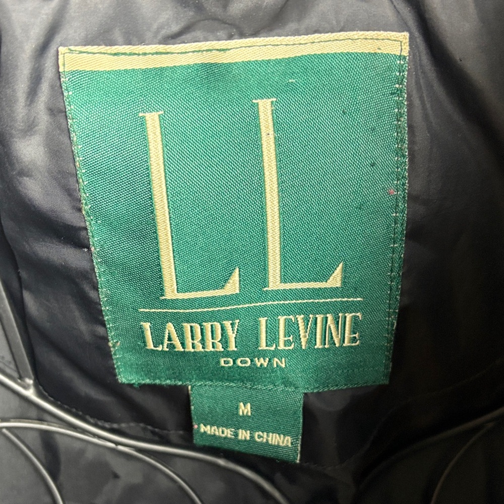 Larry Levine Down Coat Zip Front Hood Pockets Size M